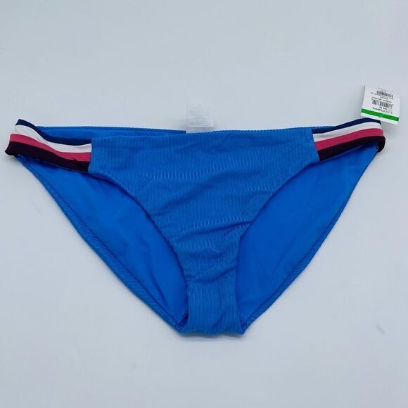 Becca Swimwear Blue Ribbed Detailing Bikini Bottom - Picture 2 of 5